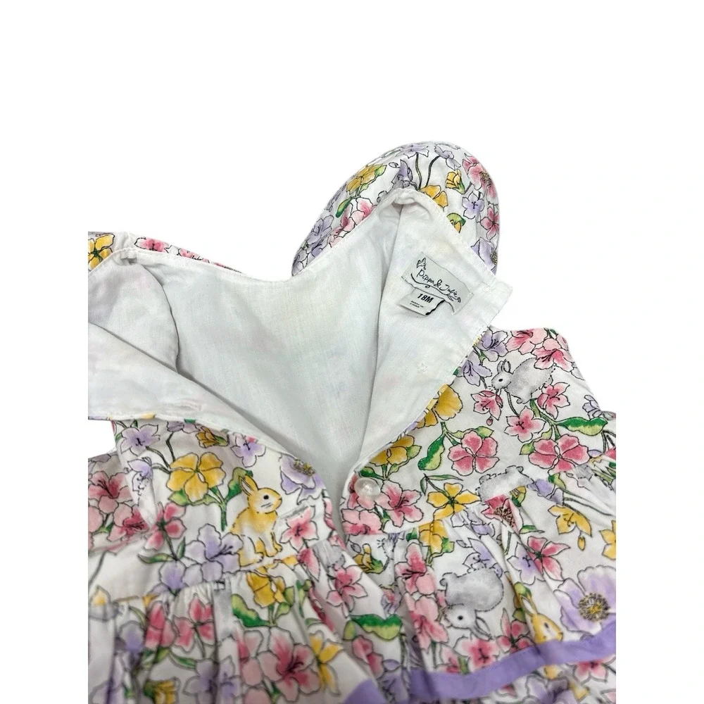 Pippa & Julie Baby Girl Floral Bunny Print Ruffled Dress Easter Spring 18 Months